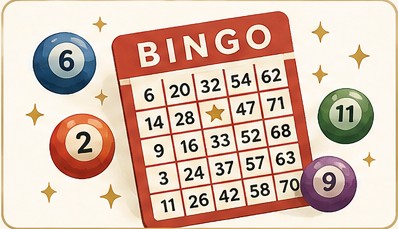 Bingo cards and numbered bingo balls